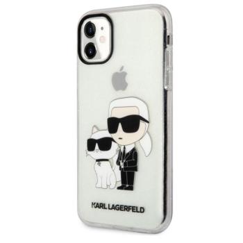 Karl Lagerfeld IML Glitter Karl and Choupette NFT hátlap tok Apple iPhone 11, átlátszó kép