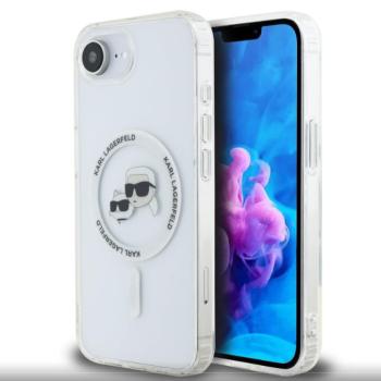 Karl Lagerfeld IML K&amp;CH Heads Metal Frame Apple iPhone 16e hátlap tok, átlátszó kép
