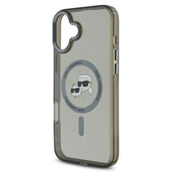 KARL LAGERFELD IML K&amp;CH HEADS METAL FRAME MAGSAFE szilikon telefonvédő (ütésállóság, kameravédő, MagSafe) FEKETE Apple iPhone 16 kép