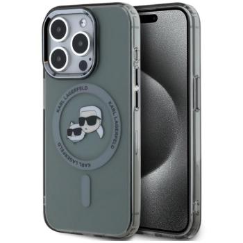 Karl Lagerfeld IML Karl &amp; Choupette Metal Frame iPhone 15 Pro Max MagSafe tok, fekete kép