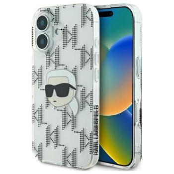 Karl Lagerfeld IML Karl Head Electroplated iPhone 16 kemény hátlap tok, átlátszó KLHCP16SHKLPKHT kép