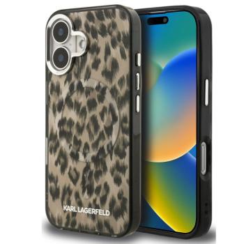Karl Lagerfeld IML Leopard iPhone 16 MagSafe kompatibilis leopárd mintás hátlap tok, barna kép