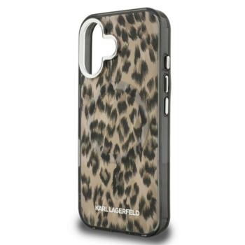 KARL LAGERFELD IML LEOPARD MAGSAFE szilikon telefonvédő (ütésállóság, kameravédő, MagSafe, leopárd minta) BARNA Apple iPhone 16 kép