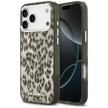 Karl Lagerfeld IML Leopard Pattern Apple iPhone 17 Pro Max MagSafe kompatibilis hátlap tok, leopárd minta, barna kép
