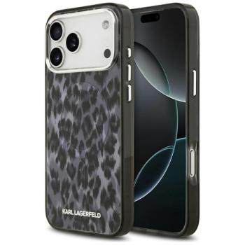 Karl Lagerfeld IML Leopard Pattern Apple iPhone 17 Pro Max MagSafe kompatibilis hátlap tok, leopárd minta, fekete kép