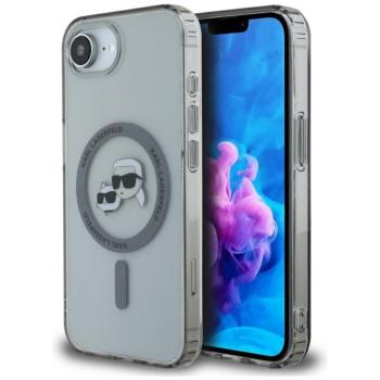 Karl Lagerfeld IML Metal Karl &amp; Choupette Heads iPhone 16e hátlap tok, MagSafe, fekete kép