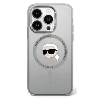 Karl Lagerfeld IML Metal Karl Head iPhone 16 MagSafe kemény hátlap tok, fekete KLHMP16SHLSKIK kép