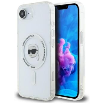 Karl Lagerfeld IML Metal Karl Head iPhone 17e / iPhone 16e hátlap tok, MagSafe, fehér kép