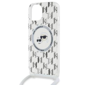 KARL LAGERFELD IML MONOGRAM CROSSBODY K&amp;CH HEADS MAGSAFE szilikon telefonvédő (ütésállóság, MagSafe, nyakpánt) ÁTLÁTSZÓ Apple iPhone 15 kép