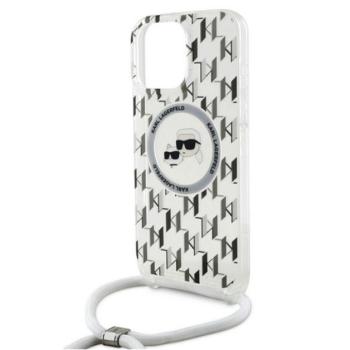 KARL LAGERFELD IML MONOGRAM CROSSBODY K&amp;CH HEADS MAGSAFE szilikon telefonvédő (ütésállóság, MagSafe, nyakpánt) ÁTLÁTSZÓ Apple iPhone 16 Pro Max kép