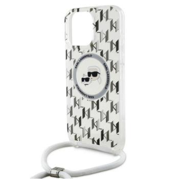 KARL LAGERFELD IML MONOGRAM CROSSBODY K&amp;CH HEADS MAGSAFE szilikon telefonvédő (ütésállóság, MagSafe, nyakpánt) ÁTLÁTSZÓ Apple iPhone 16 Pro kép