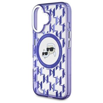 KARL LAGERFELD IML MONOGRAM K&amp;CH HEADS MAGSAFE szilikon telefonvédő (ütésállóság, kameravédő, MagSafe) LILA Apple iPhone 16 kép