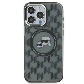Karl Lagerfeld IML Monogram Karl&amp;Choupette Head iPhone 16 hátlap tok, fekete KLHMP16SHMCKMHK kép