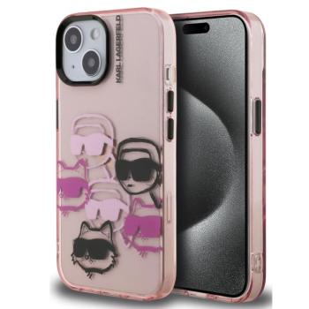 Karl Lagerfeld IML Multi K&amp;CH Heads iPhone 15 hátlap tok, rózsaszín kép