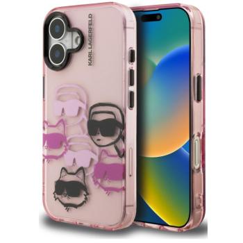Karl Lagerfeld IML Multi K&amp;CH Heads iPhone 16 hátlap tok, rózsaszín kép