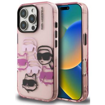 Karl Lagerfeld IML Multi K&amp;CH Heads iPhone 16 Pro Max hátlap tok, rózsaszín kép