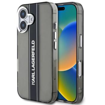 Karl Lagerfeld IML Stripe Logo iPhone 16 tok kameravédő peremmel, fekete kép