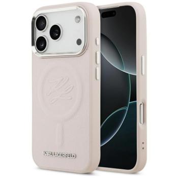 Karl Lagerfeld Initial &amp; Metal Logo Apple iPhone 17 Pro MagSafe kompatibilis hátlap tok, rózsaszín kép