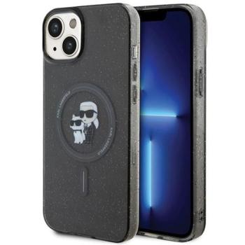 Karl Lagerfeld Karl&amp;Choupette Glitter MagSafe Apple iPhone 15 hátlap tok, fekete kép
