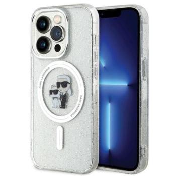 Karl Lagerfeld Karl&amp;Choupette Glitter MagSafe Apple iPhone 15 Pro hátlap tok, átlátszó kép