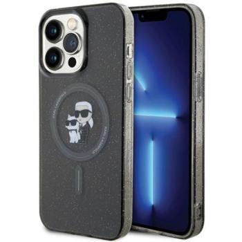 Karl Lagerfeld Karl&amp;Choupette Glitter MagSafe Apple iPhone 15 Pro Max hátlap tok, fekete kép