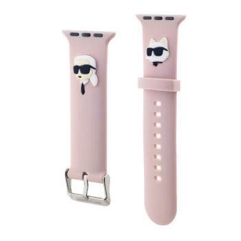 KARL LAGERFELD KARL AND CHOUPETTE HEAD NFT pótszíj (egyedi méret, nagy, szilikon, fém csat) RÓZSASZÍN Apple Watch Series 5 44mm, Watch Series 4 44mm, Watch Series 3 42mm kép