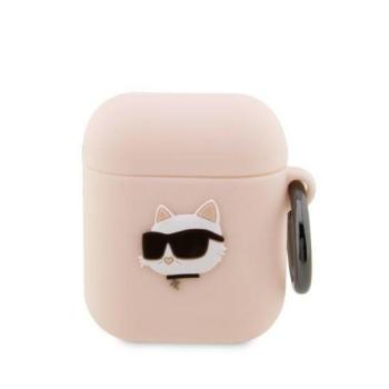 Karl Lagerfeld KLA2RUNCHP AirPods 1/2 rózsaszín szilikon tok 3D Choupette fej kép