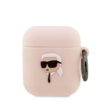 Karl Lagerfeld KLA2RUNIKP AirPods 1/2 rózsaszín szilikon tok 3D Karl fej kép