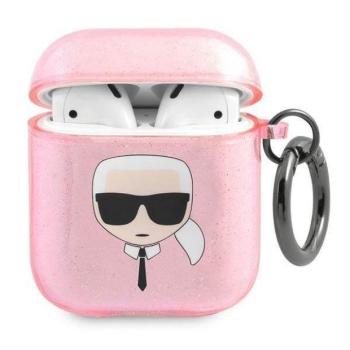 Karl Lagerfeld KLA2UKHGP AirPods 1/2 tok rózsaszín csillogó Karl&#039;s Head kép