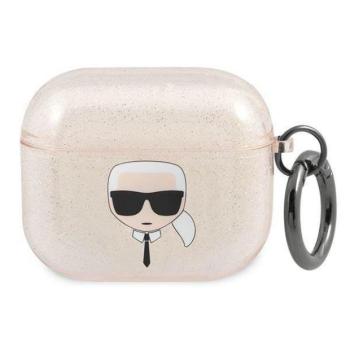 Karl Lagerfeld KLA3UKHGD AirPods 3 arany csillogós tok Karl Lagerfeld fej kép