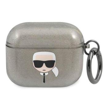 Karl Lagerfeld KLA3UKHGK AirPods 3 fekete csillogós tok Karl Lagerfeld fej kép