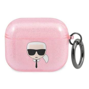 Karl Lagerfeld KLA3UKHGP AirPods 3 rózsaszín csillogós tok Karl Lagerfeld fej kép