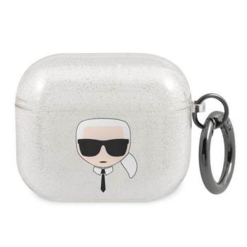 Karl Lagerfeld KLA3UKHGS AirPods 3 ezüst csillogós tok Karl Lagerfeld fej kép