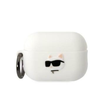 Karl Lagerfeld KLAP2RUNCHH AirPods Pro 2 (2022/2023) tok fehér szilikon Choupette fej 3D kép