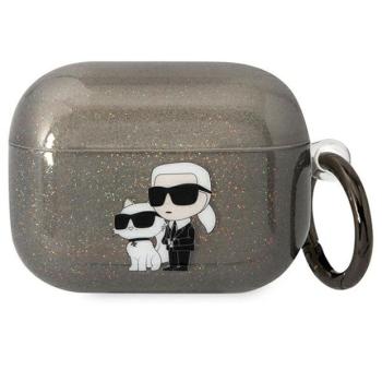Karl Lagerfeld KLAPHNKCTGK Airpods Pro tok fekete Glitter Karl&amp;Choupette kép