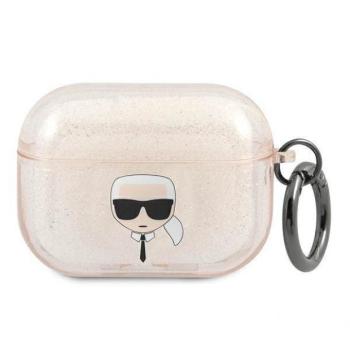 Karl Lagerfeld KLAPUKHGD AirPods Pro arany csillogós tok Karl Lagerfeld fej kép