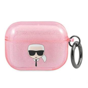 Karl Lagerfeld KLAPUKHGP AirPods Pro burkolat rózsaszín csillogós tok Karl Lagerfeld fej kép