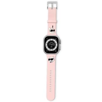 Karl Lagerfeld KLAWMSLKCNP 3D Rubber Karl&amp;Choupette Heads csereszíj Apple Watch 38/40/41mm - rózsaszín kép