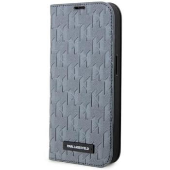 Karl Lagerfeld KLBKP14LSAKLHPG iPhone 14 Pro 6.1&quot; könyvtok ezüst Saffiano monogram kép