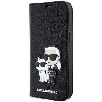 Karl Lagerfeld KLBKP14LSANKCPK iPhone 14 Pro 6.1&quot; könyvtok fekete Saffiano Karl &amp; Choupette kép