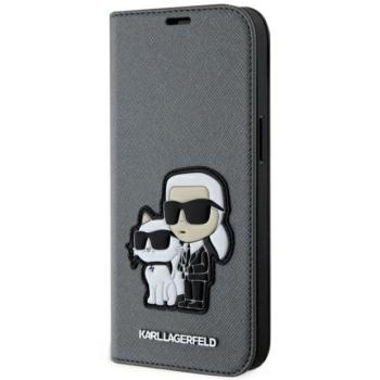 Karl Lagerfeld KLBKP14SSANKCPG iPhone 14 6.1&quot; könyvtok ezüst Saffiano Karl &amp; Choupette Karl és Choupette kép