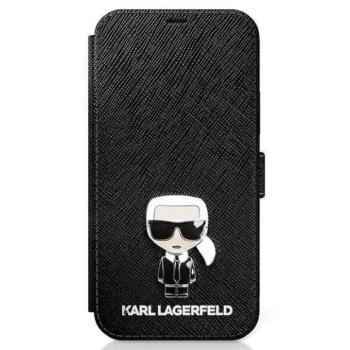 Karl Lagerfeld KLFLBKP12SIKMSBK iPhone 12 mini 5,4&quot; fekete könyvtok Saffiano ikonikus Metal kép
