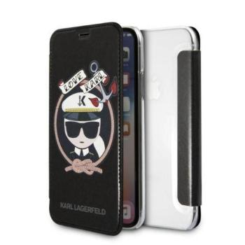 Karl Lagerfeld KLFLBKPXKSB iPhone X/Xs fekete Signature Glitter könyvtok kép