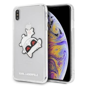 Karl Lagerfeld KLHCI65CFHE iPhone Xs Max átlátszó Choupette Fun keménytok kép