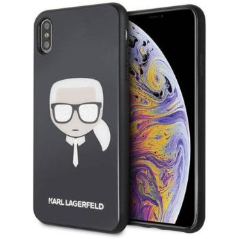 Karl Lagerfeld KLHCI65DLHBK Iconic Glitter Karl&#039;s Head tok iPhone XS Max - fekete kép