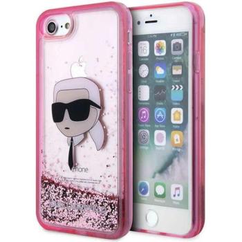 Karl Lagerfeld KLHCI8LNKHCP iPhone 7/8/ SE 2020 / SE 2022 rózsaszín keménytok Glitter Karl Head kép