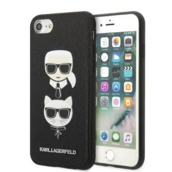 Karl Lagerfeld KLHCI8SAKICKCBK iPhone 7/8 / SE 2020 / SE 2022 fekete keménytok Saffiano Karl&amp;Choupette fej kép