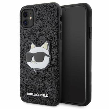 Karl Lagerfeld KLHCN61G2CPK iPhone 11 6.1&quot; fekete keménytok Glitter Choupette Patch kép