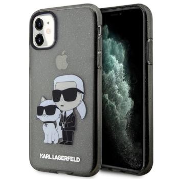 Karl Lagerfeld KLHCN61HNKCTGK iPhone 11 6,1&quot; fekete keménytok csillogó Karl&amp;Choupette kép