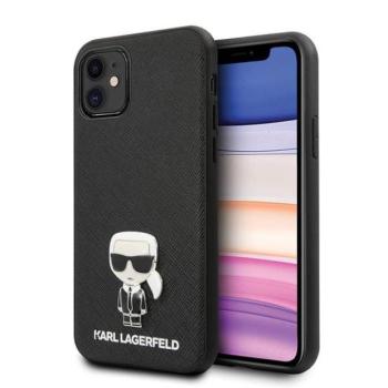 Karl Lagerfeld KLHCN61IKFBMBK iPhone 11 6,1&quot; / Xr keménytok fekete Saffiano ikonikus Metal kép